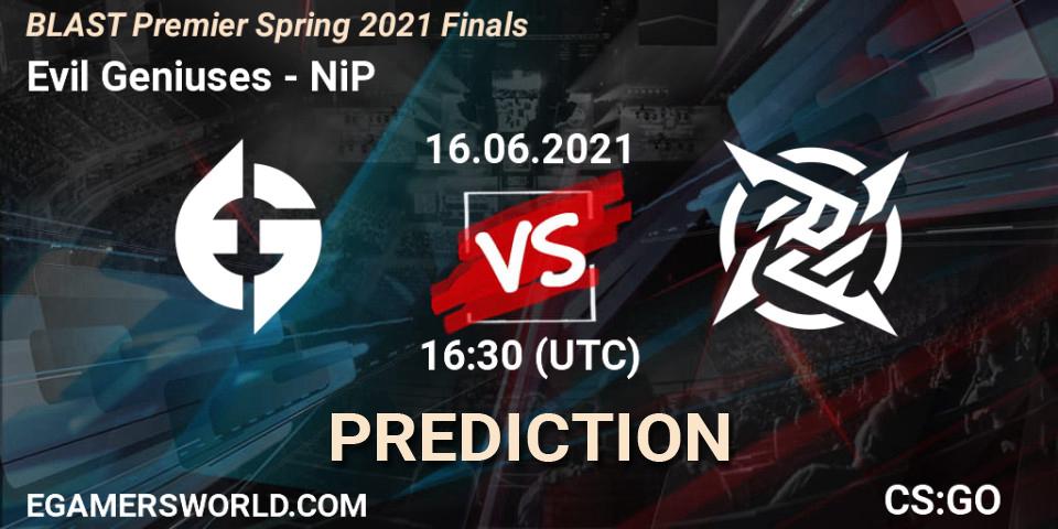Pronósticos Evil Geniuses - NiP. 16.06.21. BLAST Premier Spring 2021 Finals - CS2 (CS:GO)