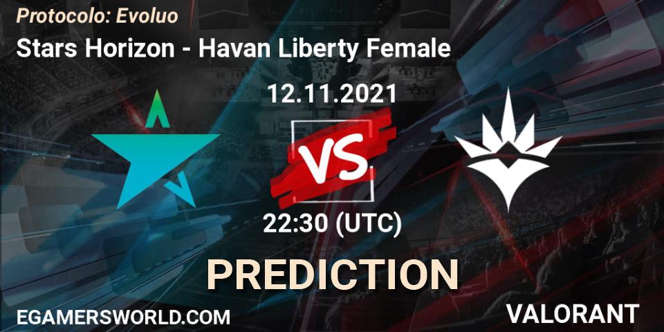 Pronósticos Stars Horizon - Havan Liberty Female. 13.11.2021 at 20:00. Protocolo: Evolução - VALORANT