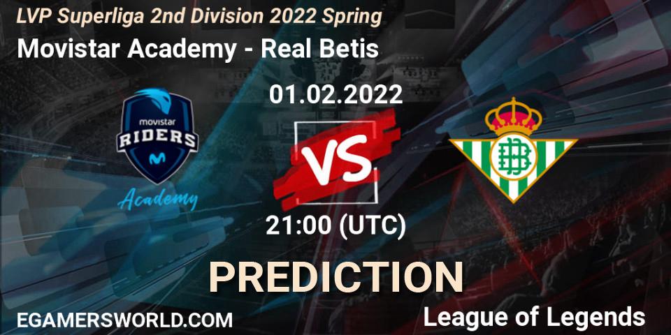 Pronósticos Movistar Academy - Real Betis. 01.02.2022 at 17:00. LVP Superliga 2nd Division 2022 Spring - LoL
