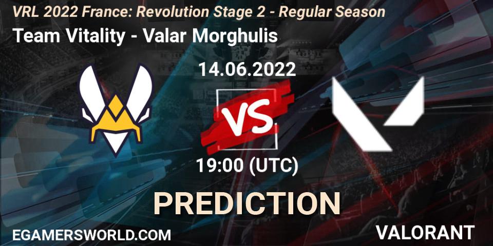 Pronósticos Team Vitality - Valar Morghulis. 14.06.2022 at 19:35. VRL 2022 France: Revolution Stage 2 - Regular Season - VALORANT