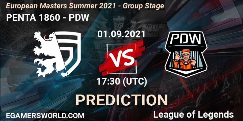 Pronósticos PENTA 1860 - PDW. 01.09.2021 at 17:30. European Masters Summer 2021 - Group Stage - LoL