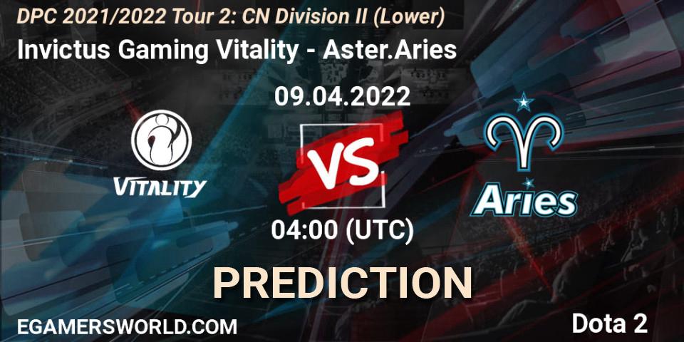 Pronósticos Invictus Gaming Vitality - Aster.Aries. 12.04.22. DPC 2021/2022 Tour 2: CN Division II (Lower) - Dota 2