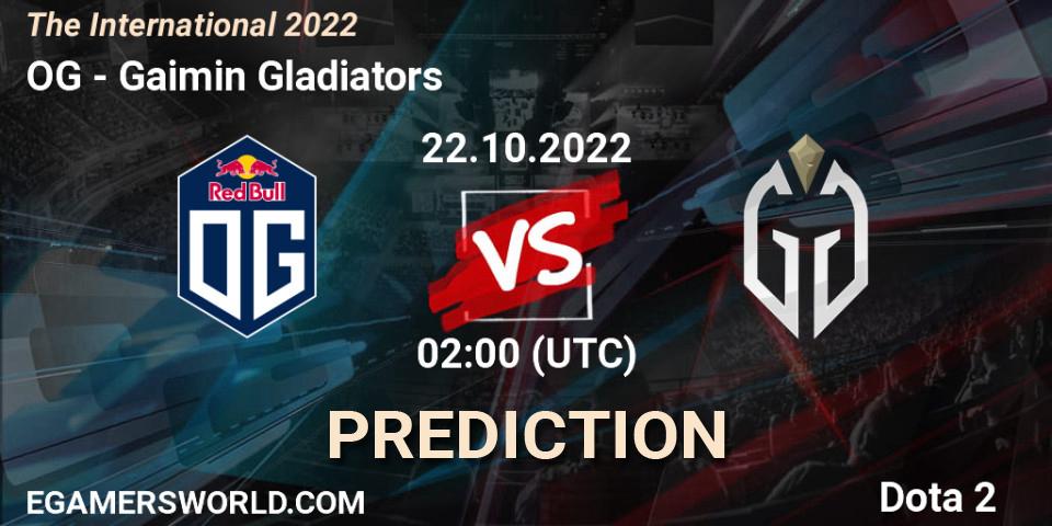 Pronósticos OG - Gaimin Gladiators. 22.10.2022 at 02:05. The International 2022 - Dota 2