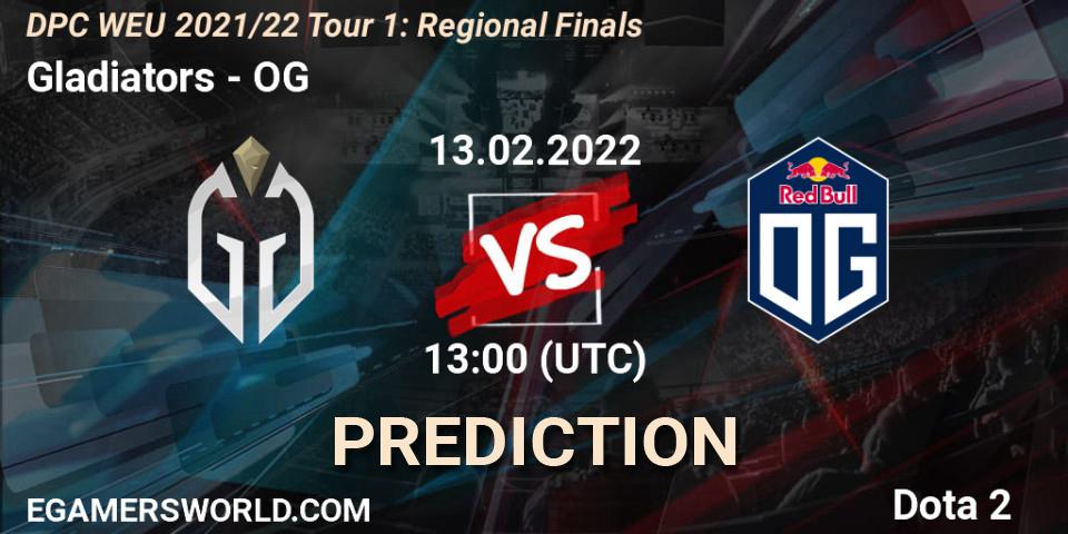 Pronósticos Gladiators - OG. 13.02.2022 at 12:55. DPC WEU 2021/22 Tour 1: Regional Finals - Dota 2