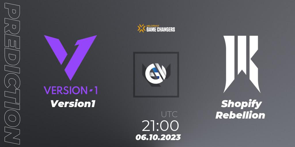 Pronósticos Version1 - Shopify Rebellion. 06.10.2023 at 21:15. VCT 2023: Game Changers North America Series S3 - VALORANT