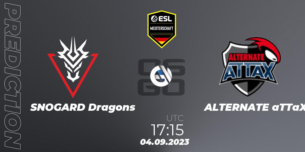 Pronósticos SNOGARD Dragons - ALTERNATE aTTaX. 04.09.2023 at 17:15. ESL Meisterschaft: Autumn 2023 - Counter-Strike (CS2)