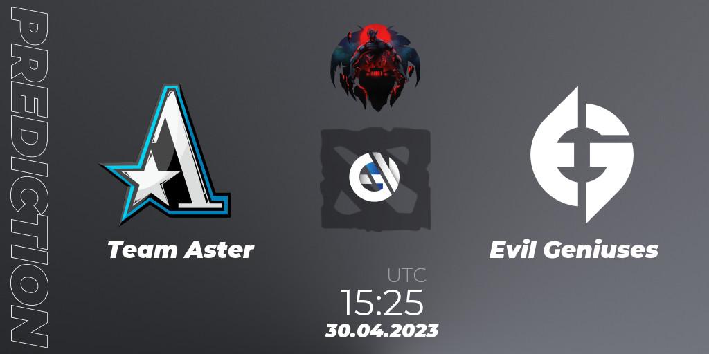 Pronósticos Team Aster - Evil Geniuses. 30.04.23. The Berlin Major 2023 ESL - Group Stage - Dota 2