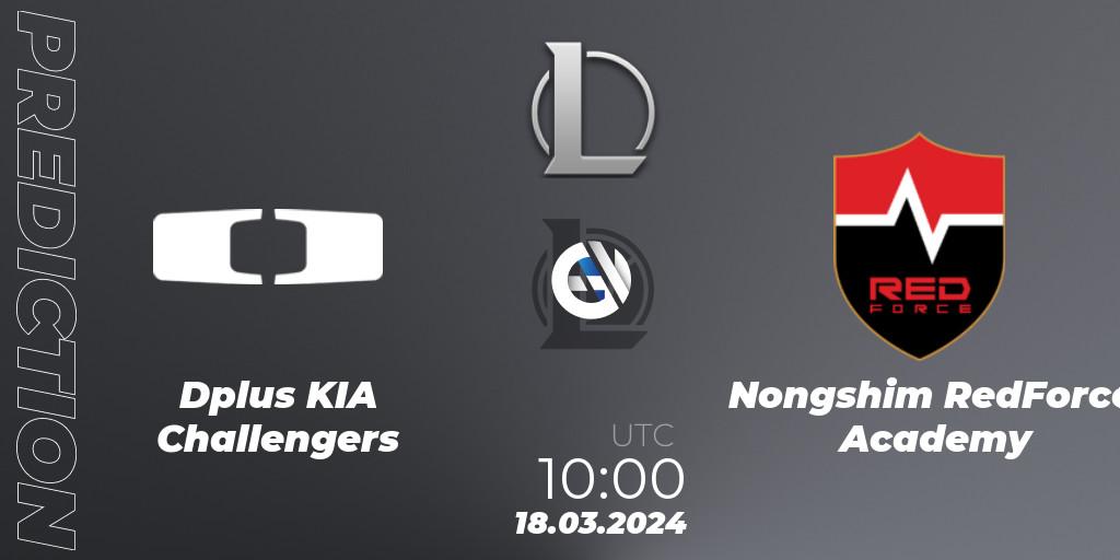 Pronósticos Dplus KIA Challengers - Nongshim RedForce Academy. 18.03.24. LCK Challengers League 2024 Spring - Group Stage - LoL