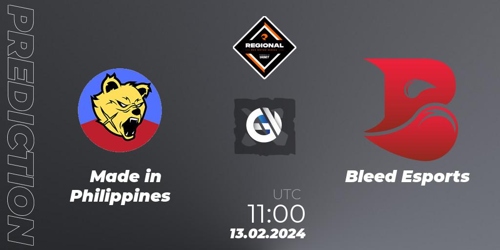 Pronósticos Made in Philippines - Bleed Esports. 13.02.2024 at 12:37. RES Regional Series: SEA #1 - Dota 2