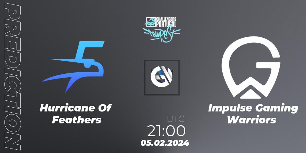 Pronósticos Hurricane Of Feathers - Impulse Gaming Warriors. 05.02.2024 at 21:15. VALORANT Challengers 2024 Portugal: Tempest Split 1 - VALORANT