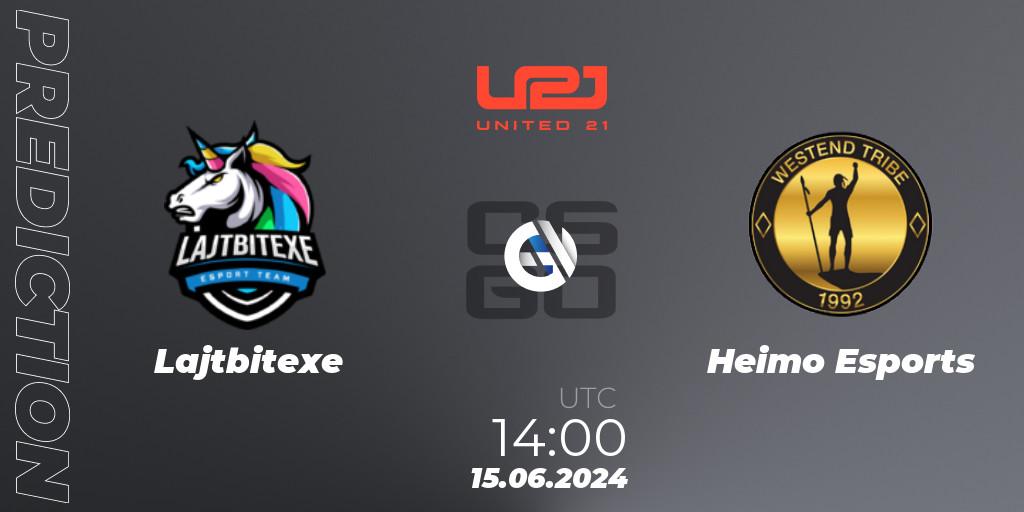Pronósticos Lajtbitexe - Heimo Esports. 15.06.2024 at 14:00. United21 Season 14: Division 2 - Counter-Strike (CS2)