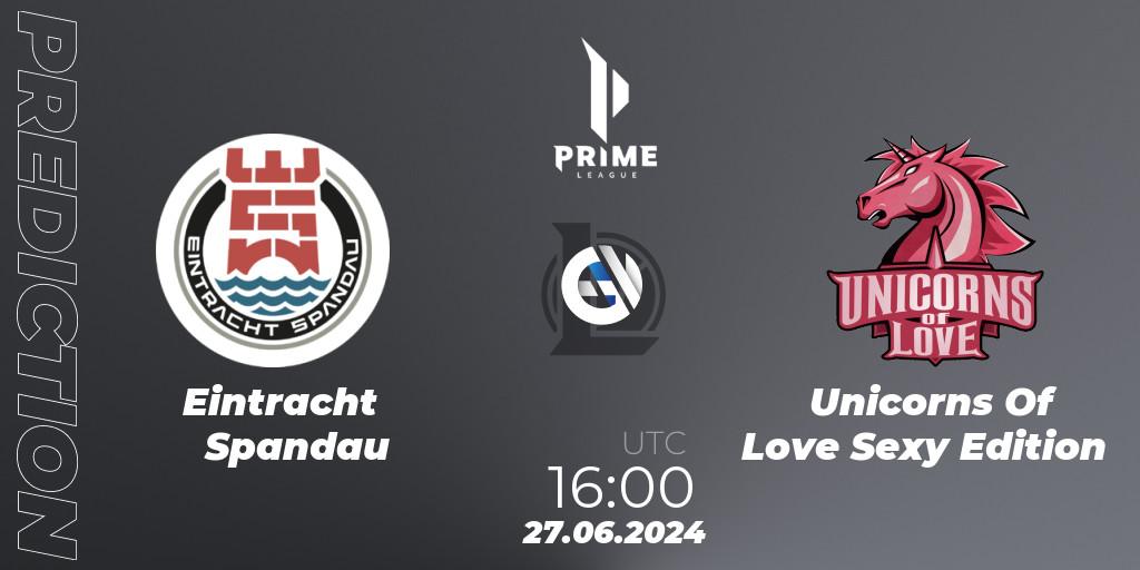 Pronósticos Eintracht Spandau - Unicorns Of Love Sexy Edition. 27.06.2024 at 16:00. Prime League Summer 2024 - LoL