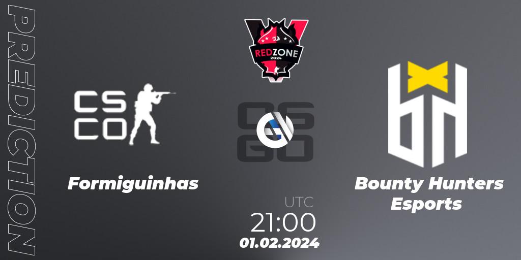 Pronósticos Formiguinhas - Bounty Hunters Esports. 01.02.2024 at 21:00. RedZone PRO League Season 1 - Counter-Strike (CS2)