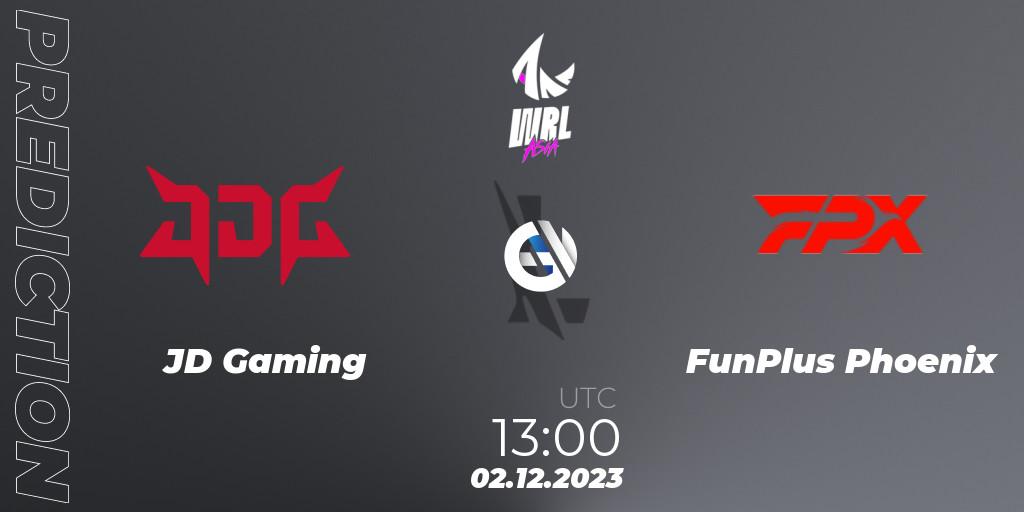Pronósticos JD Gaming - FunPlus Phoenix. 02.12.2023 at 13:00. WRL Asia 2023 - Season 2 - Regular Season - Wild Rift