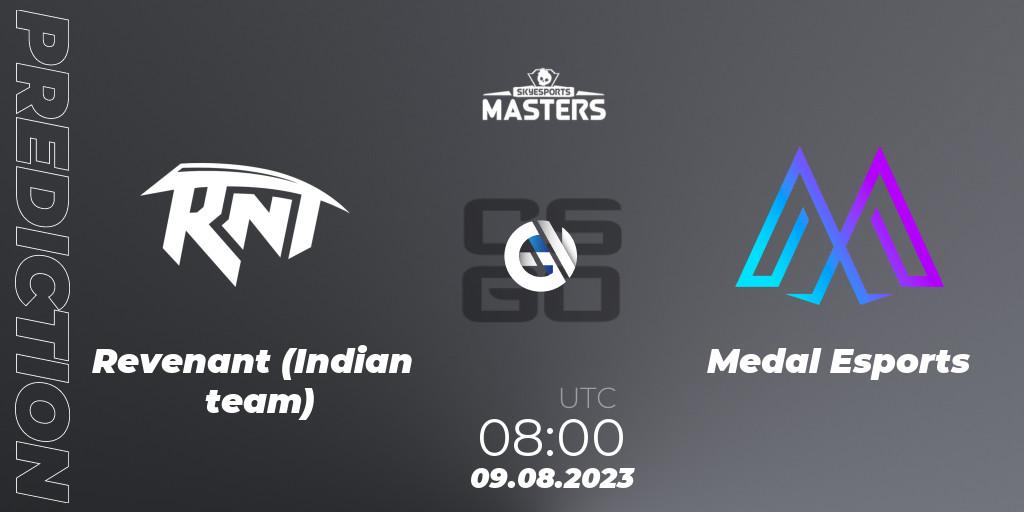 Pronósticos Revenant (Indian team) - Medal Esports. 09.08.2023 at 08:00. Skyesports Masters 2023: Regular Season - Counter-Strike (CS2)