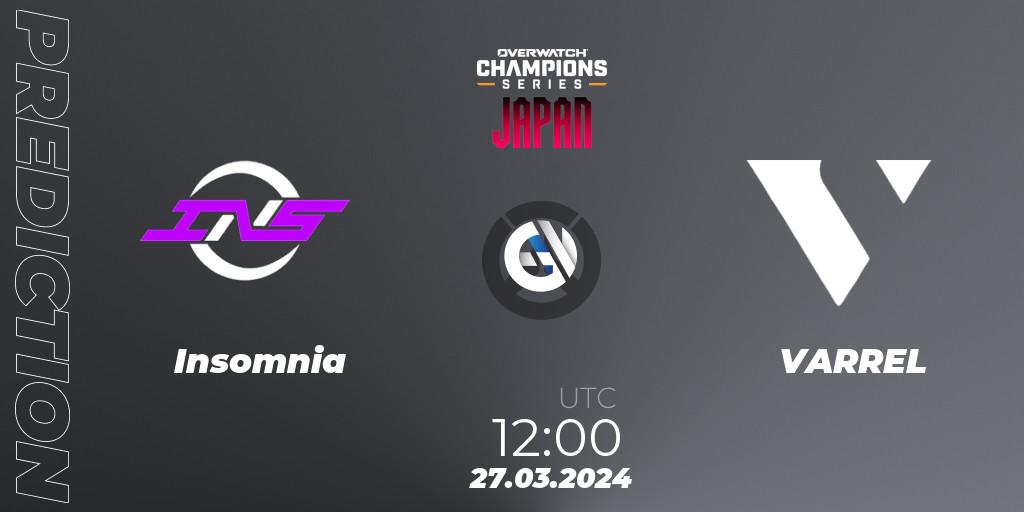 Pronósticos Insomnia - VARREL. 27.03.2024 at 12:00. Overwatch Champions Series 2024 - Stage 1 Japan - Overwatch