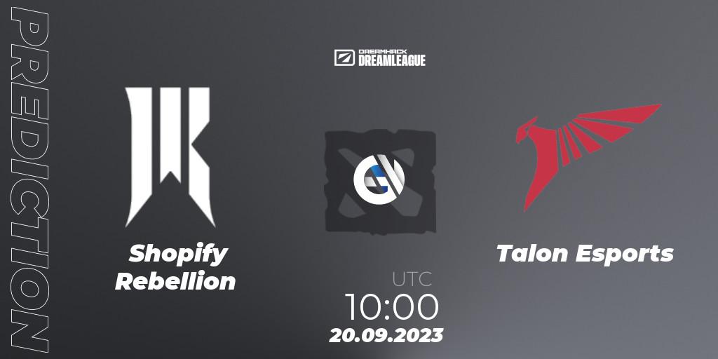 Pronósticos Shopify Rebellion - Talon Esports. 20.09.2023 at 09:55. DreamLeague Season 21 - Dota 2