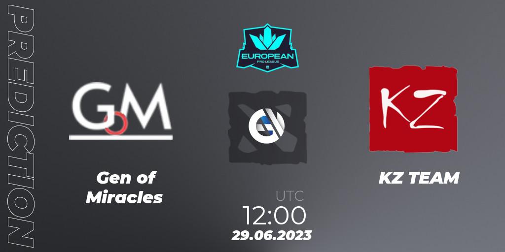 Pronósticos Gen of Miracles - KZ TEAM. 28.06.2023 at 15:02. European Pro League Season 10 - Dota 2
