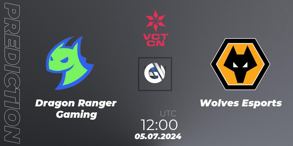 Pronósticos Dragon Ranger Gaming - Wolves Esports. 05.07.2024 at 12:00. VALORANT Champions Tour China 2024: Stage 2 - Group Stage - VALORANT