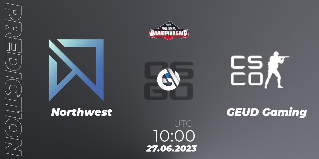 Pronósticos Northwest - GEUD Gaming. 27.06.2023 at 10:15. ESN National Championship 2023 - Counter-Strike (CS2)