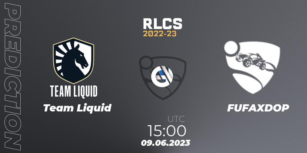 Pronósticos Team Liquid - FUFAXDOP. 09.06.2023 at 15:00. RLCS 2022-23 - Spring: Europe Regional 3 - Spring Invitational - Rocket League