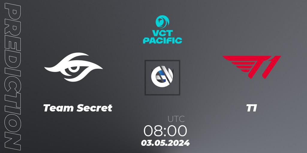 Pronósticos Team Secret - T1. 03.05.2024 at 08:00. VCT 2024: Pacific League - Stage 1 - VALORANT