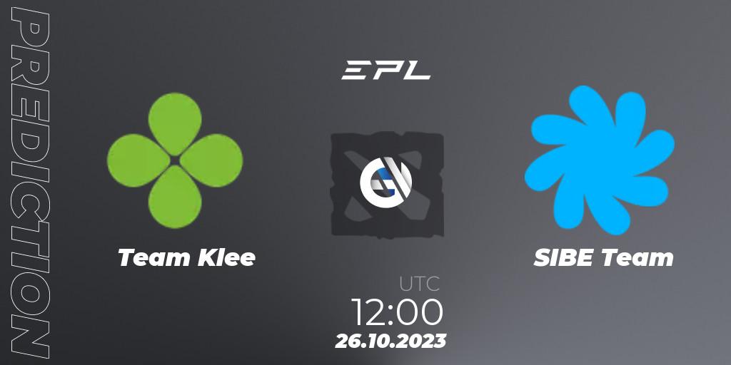 Pronósticos Team Klee - SIBE Team. 26.10.2023 at 12:00. European Pro League Season 13 - Dota 2