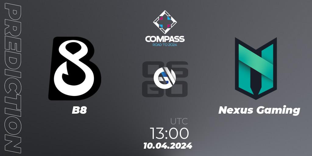 Pronósticos B8 - Nexus Gaming. 10.04.24. YaLLa Compass Spring 2024 - CS2 (CS:GO)