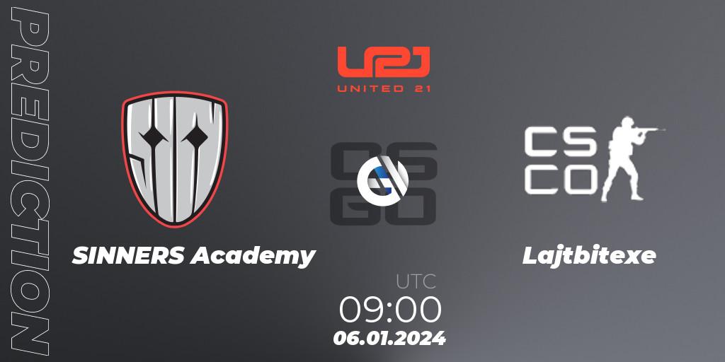 Pronósticos SINNERS Academy - Lajtbitexe. 06.01.2024 at 09:10. United21 Season 10 - Counter-Strike (CS2)
