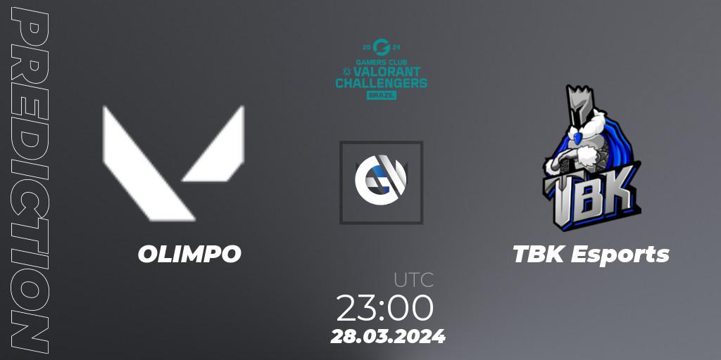 Pronósticos OLIMPO - TBK Esports. 28.03.24. VALORANT Challengers Brazil 2024: Split 1 - VALORANT