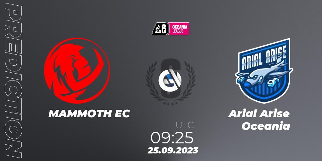 Pronósticos MAMMOTH EC - Arial Arise Oceania. 25.09.2023 at 09:25. Oceania League 2023 - Stage 2 - Rainbow Six