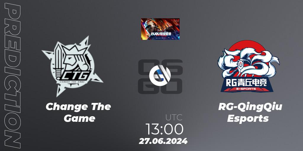 Pronósticos Change The Game - RG-QingQiu Esports. 27.06.2024 at 10:00. QU Pro League - Counter-Strike (CS2)