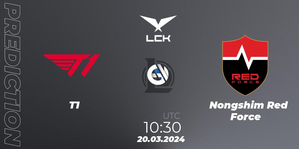 Pronósticos T1 - Nongshim Red Force. 20.03.24. LCK Spring 2024 - Group Stage - LoL