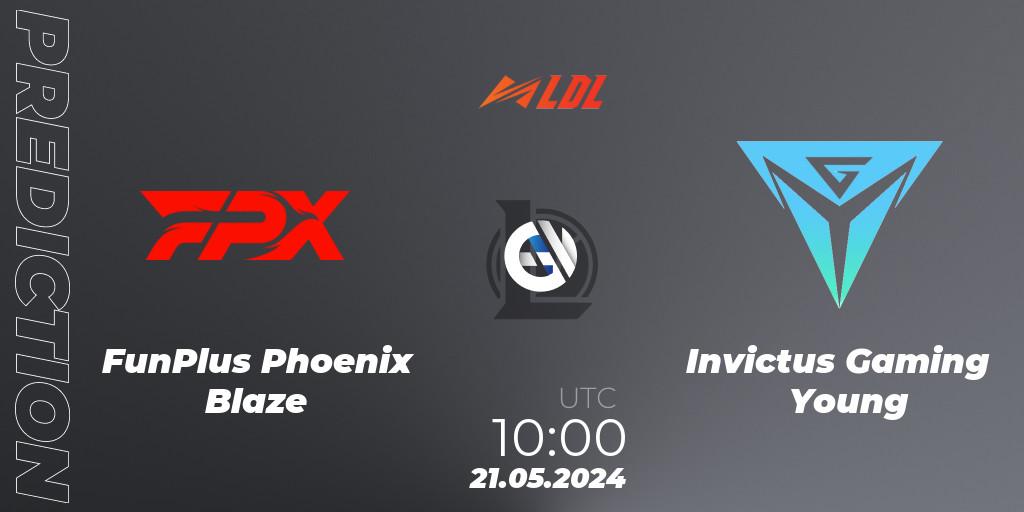 Pronósticos FunPlus Phoenix Blaze - Invictus Gaming Young. 21.05.2024 at 10:00. LDL 2024 - Stage 2 - LoL