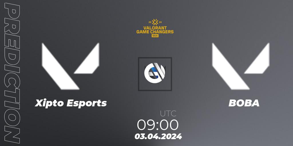 Pronósticos Xipto Esports - BOBA. 03.04.2024 at 09:00. VCT 2024: Game Changers SEA Stage 1 - VALORANT