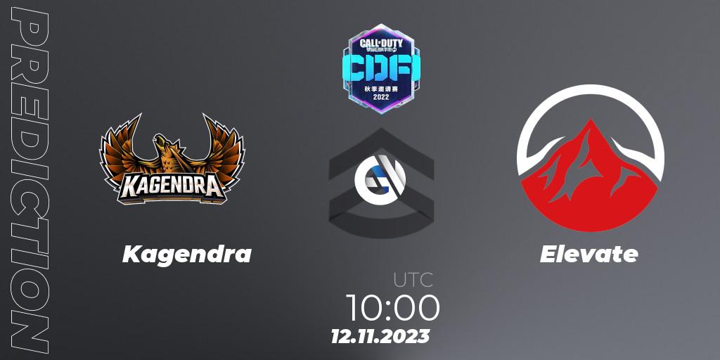 Pronósticos Kagendra - Elevate. 12.11.2023 at 09:00. CODM Fall Invitational 2023 - Call of Duty