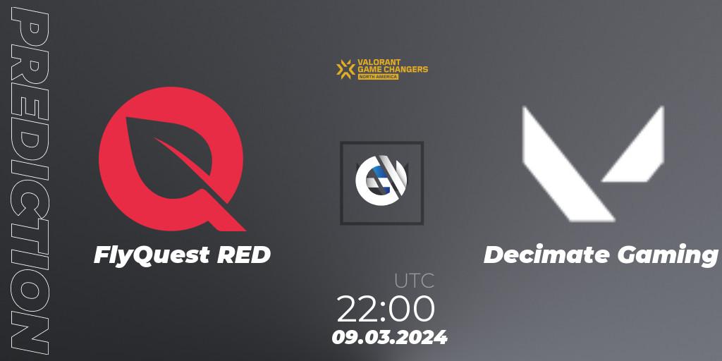 Pronósticos FlyQuest RED - Decimate Gaming. 09.03.2024 at 22:00. VCT 2024: Game Changers North America Series Series 1 - VALORANT
