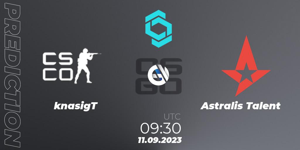 Pronósticos knasigT - Astralis Talent. 11.09.2023 at 09:30. CCT North Europe Series #8: Closed Qualifier - Counter-Strike (CS2)