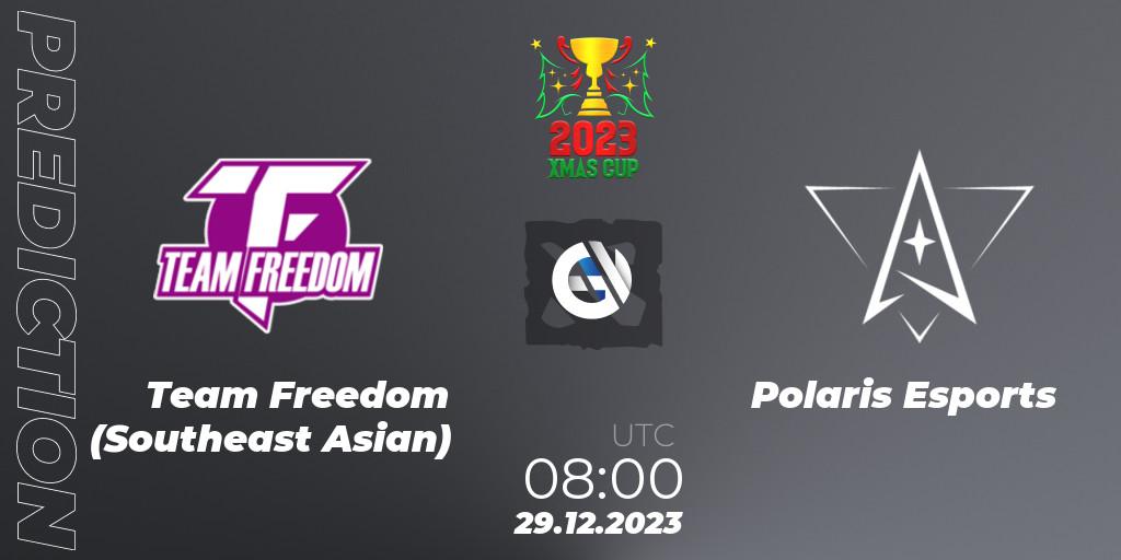 Pronósticos Team Freedom (Southeast Asian) - Polaris Esports. 29.12.2023 at 04:01. Xmas Cup 2023 - Dota 2
