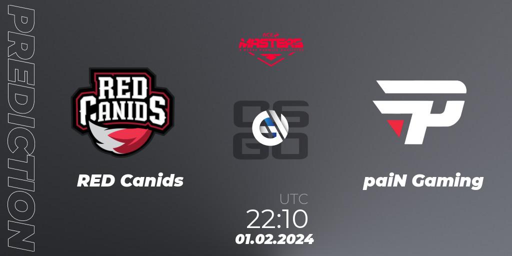 Pronósticos RED Canids - paiN Gaming. 01.02.24. ACE South American Masters Spring 2024 - A BLAST Premier Qualifier - CS2 (CS:GO)