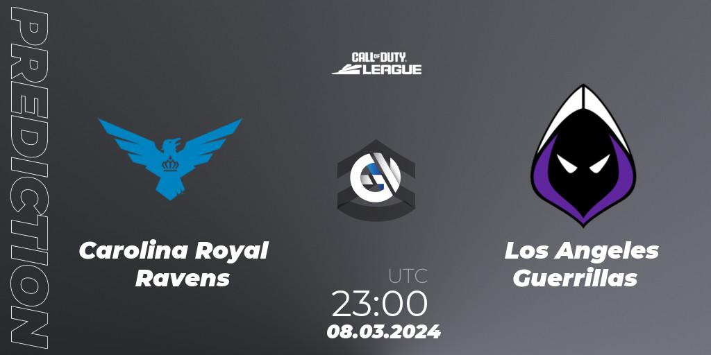 Pronósticos Carolina Royal Ravens - Los Angeles Guerrillas. 08.03.2024 at 23:00. Call of Duty League 2024: Stage 2 Major Qualifiers - Call of Duty