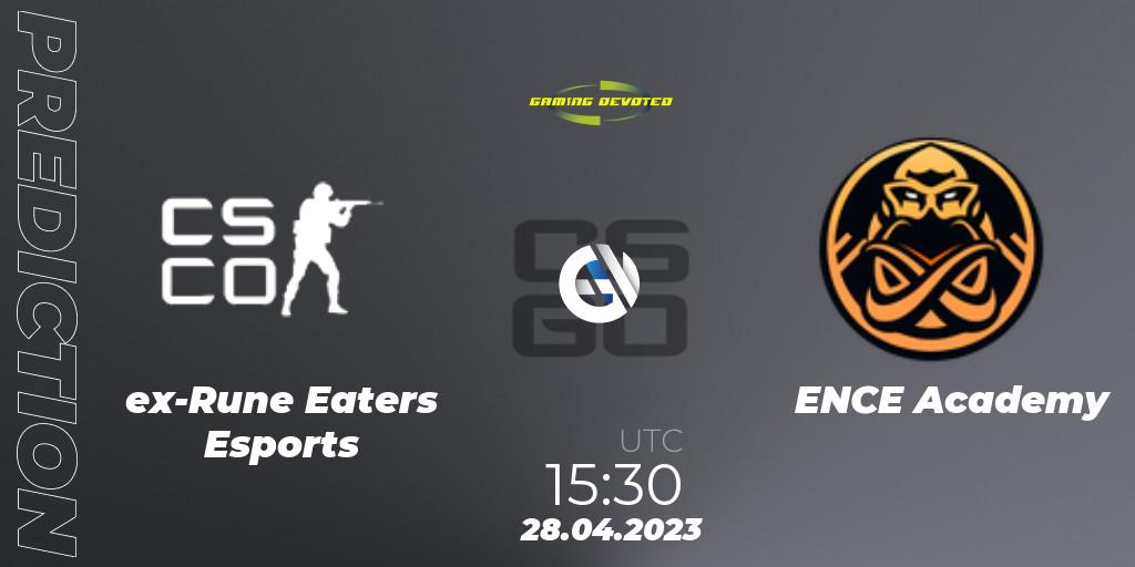 Pronósticos ex-Rune Eaters Esports - ENCE Academy. 28.04.2023 at 15:30. Gaming Devoted Become The Best: Series #1 - Counter-Strike (CS2)