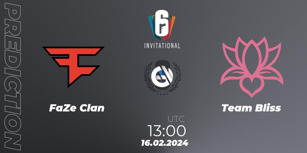 Pronósticos FaZe Clan - Team Bliss. 16.02.2024 at 13:00. Six Invitational 2024 - Group Stage - Rainbow Six