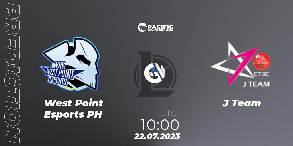Pronósticos West Point Esports PH - J Team. 22.07.2023 at 10:00. PACIFIC Championship series Group Stage - LoL