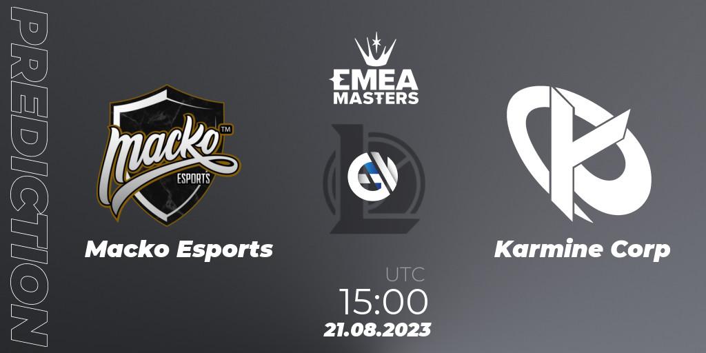 Pronósticos Macko Esports - Karmine Corp. 21.08.2023 at 15:00. EMEA Masters Summer 2023 - LoL
