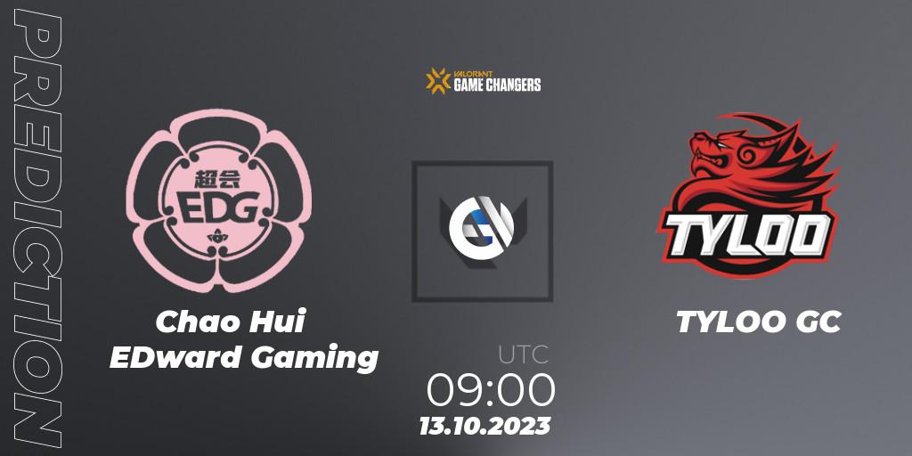 Pronósticos Chao Hui EDward Gaming - TYLOO GC. 13.10.2023 at 09:00. VALORANT Champions Tour 2023: Game Changers China Qualifier - VALORANT