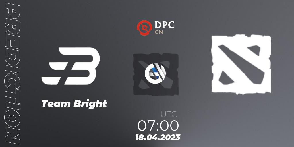 Pronósticos Team Bright - 孤独摇滚. 18.04.2023 at 06:59. DPC 2023 Tour 2: CN Division II (Lower) - Dota 2