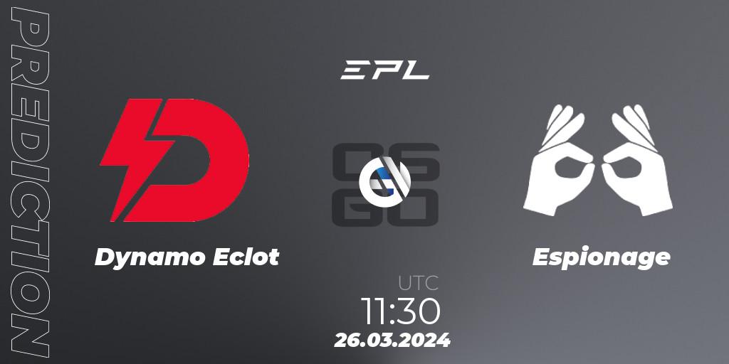 Pronósticos Dynamo Eclot - Espionage. 26.03.24. European Pro League Season 16: Division 2 - CS2 (CS:GO)