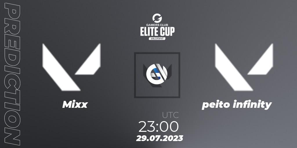 Pronósticos Mixx - peito infinity. 29.07.2023 at 23:00. Gamers Club Elite Cup 2023 - VALORANT