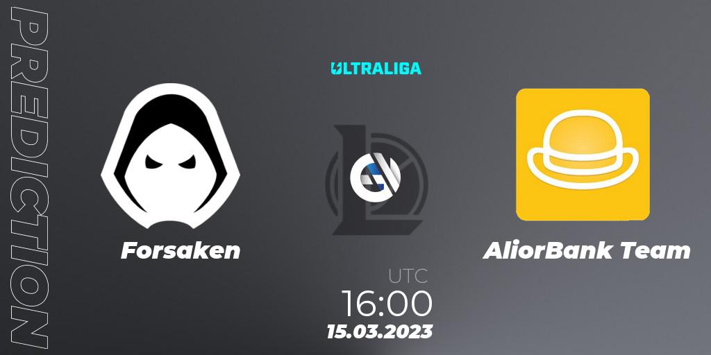 Pronósticos Forsaken - AliorBank Team. 15.03.2023 at 16:00. Ultraliga Season 9 - Playoffs - LoL